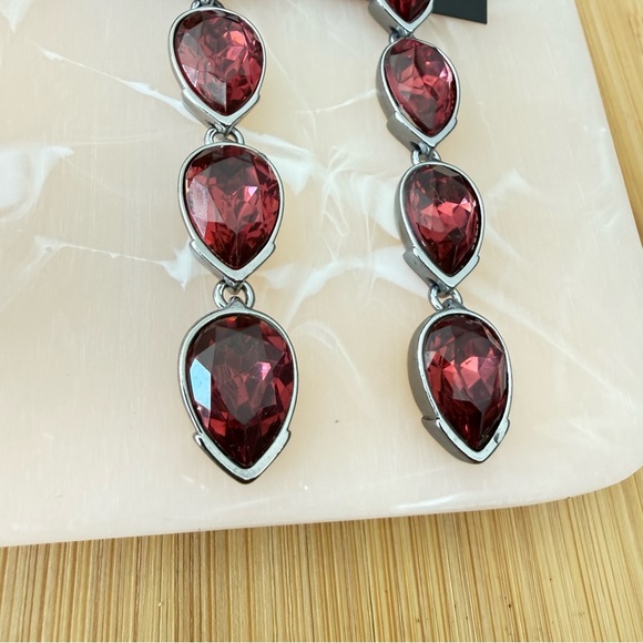 Simply Vera Vera Wang Deep Red Drop Earrings - Picture 2 of 6